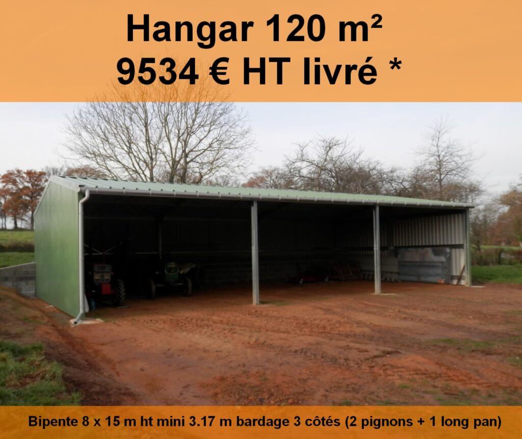 Hangar agricole 120 m² pour stockage ou élevage