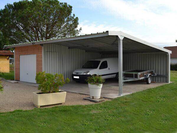 construction métallique pour garage voiture en kit ou carport