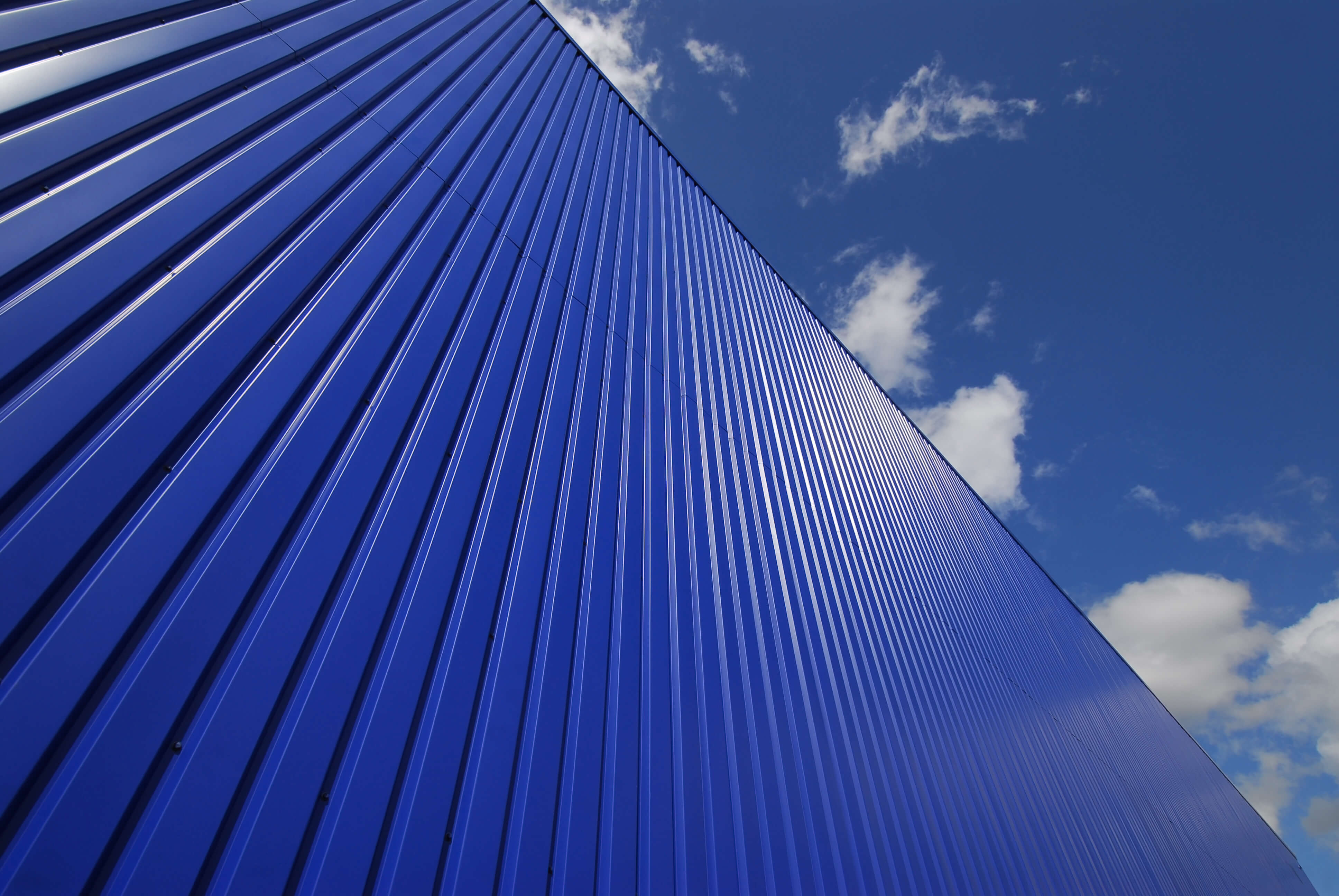 Blue Metal Cladding Building Facade